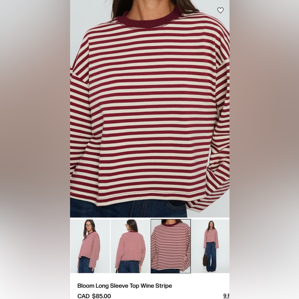 BLOOM long sleeve wine stripe shirt